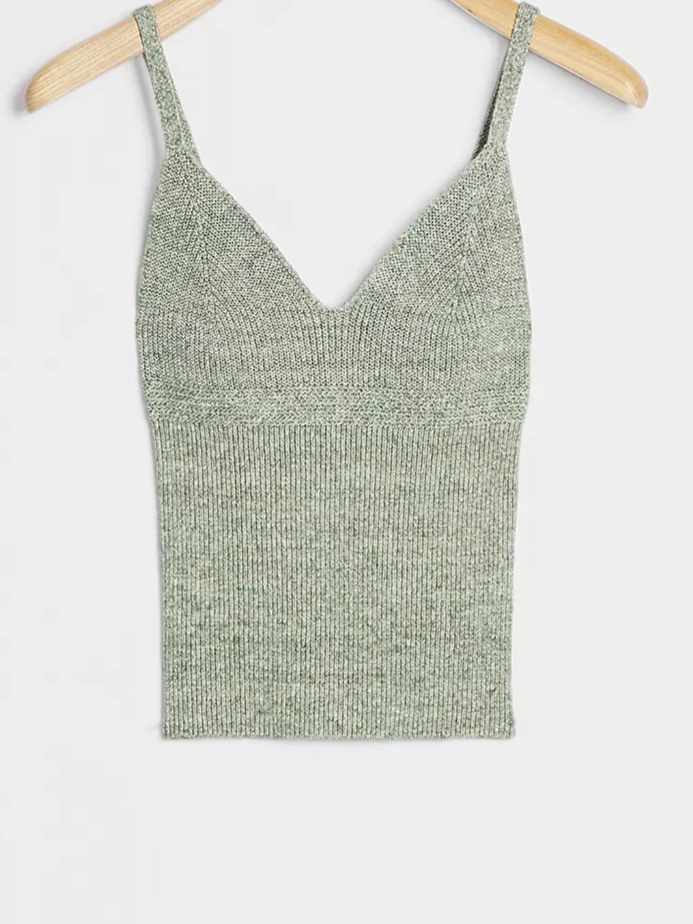 Anthropologie Ribbed Knit V-Neck Cami - Sage Green